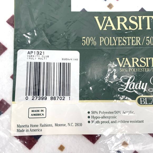 Vintage NWT Lady Pepperell Polyester Blend Queen 102”x90” Blanket Varsity Club - Picture 4 of 6